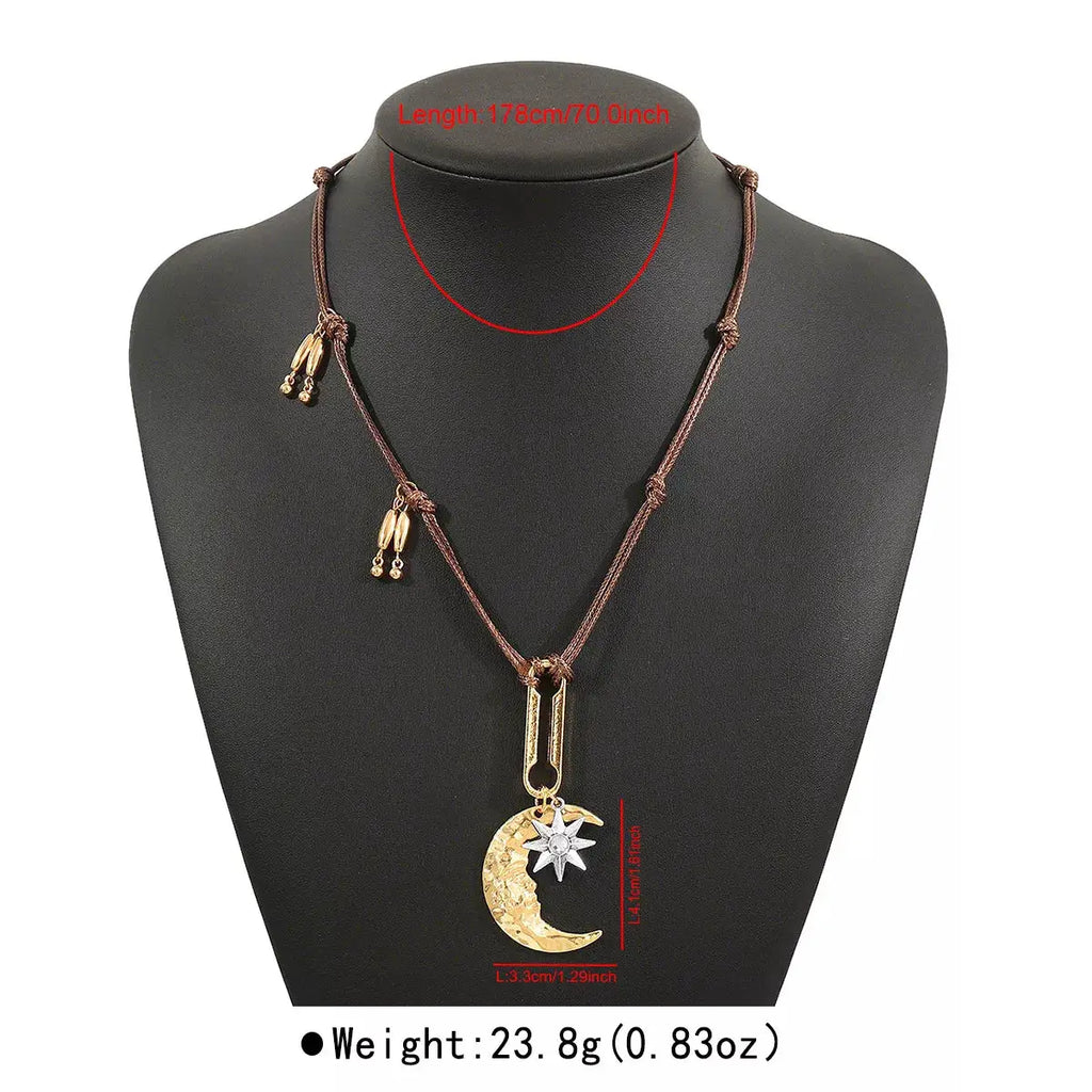 Moon & Sun Pendant Necklace by Trendsi