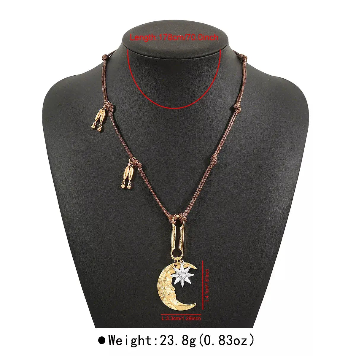 Moon & Sun Pendant Necklace by Trendsi