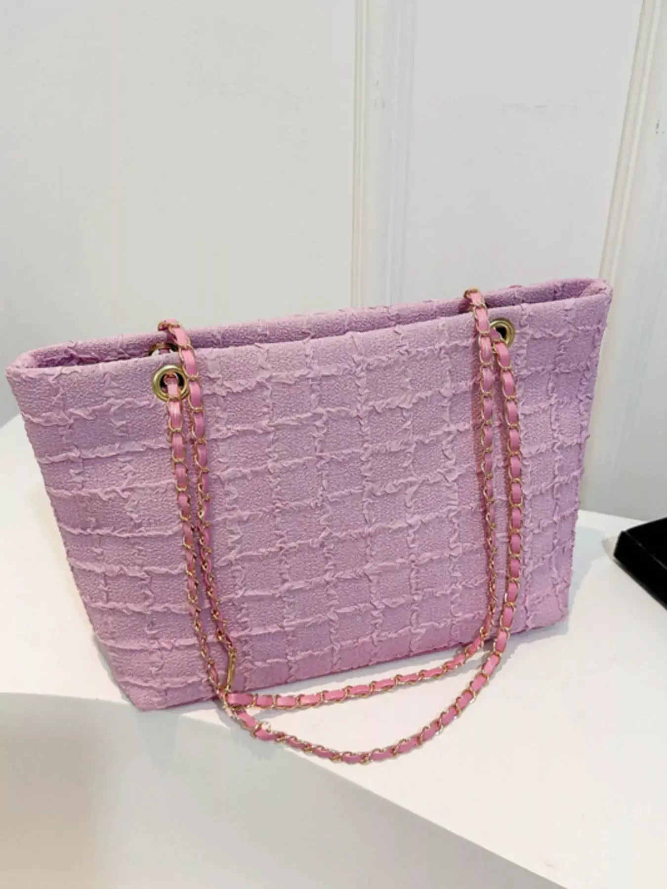 Tweed Chain Shoulder Bag by Trendsi