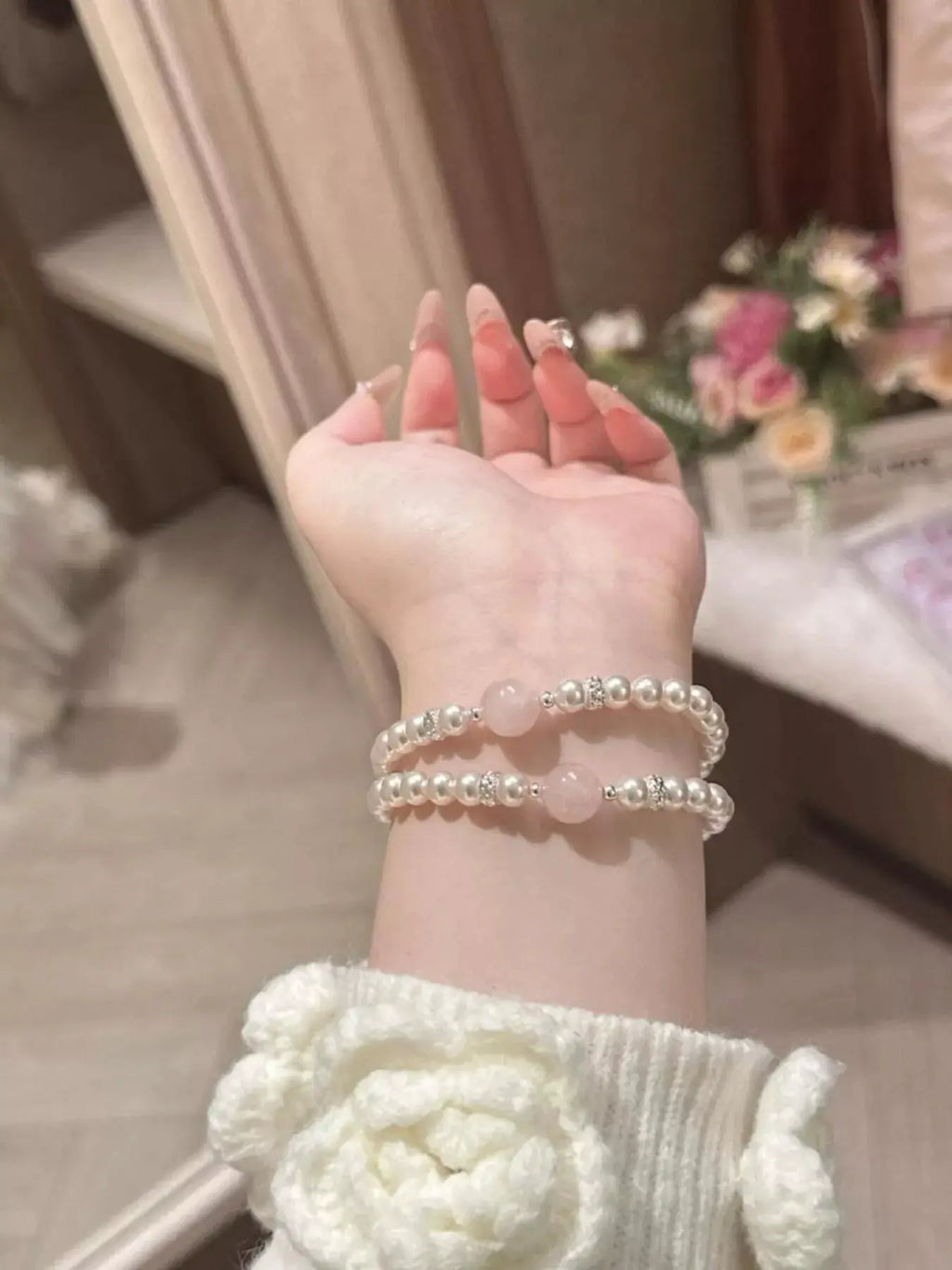Alloy Pearl Bracelet by Trendsi