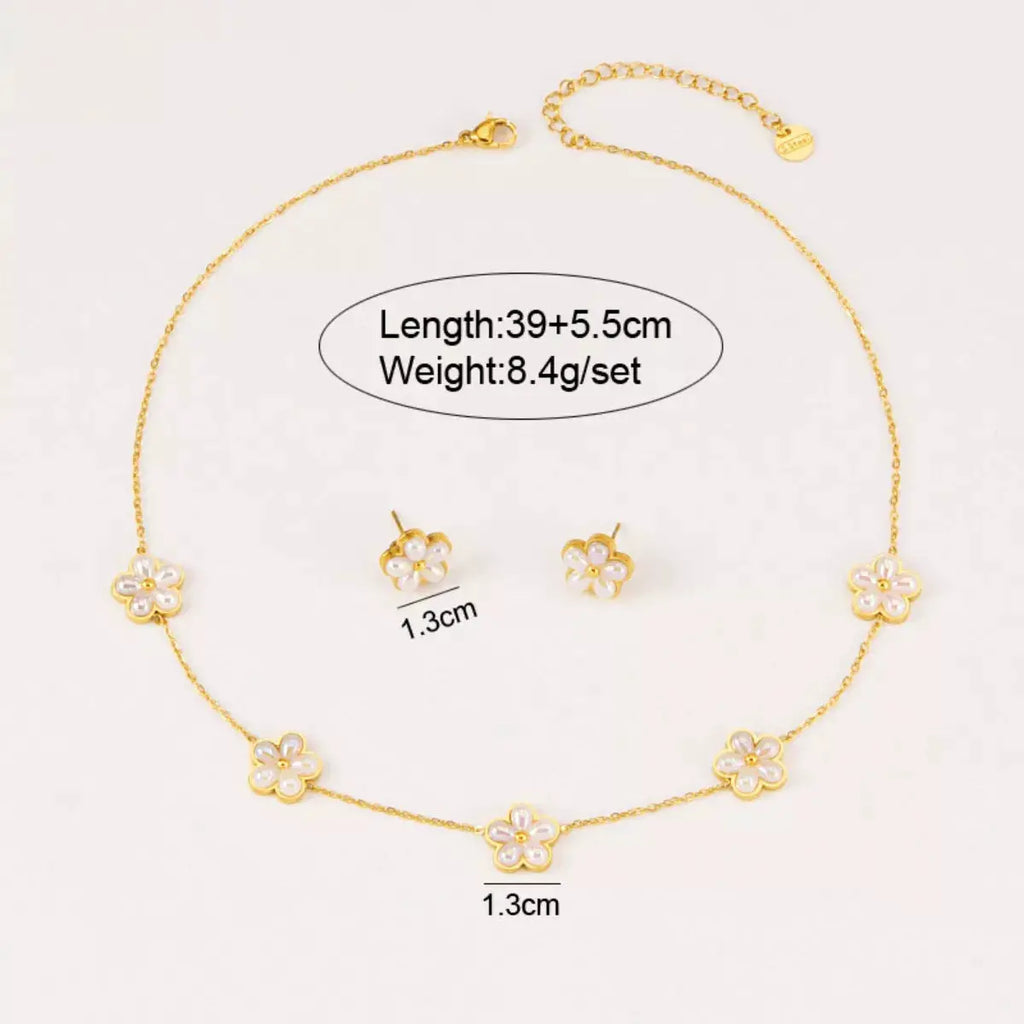 18K Gold-Plated Flower Jewelry Set by Trendsi