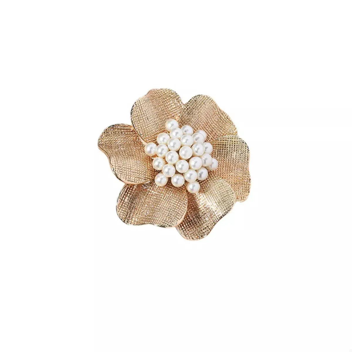 18K Gold-Plated Pearl Flower Ring by Trendsi