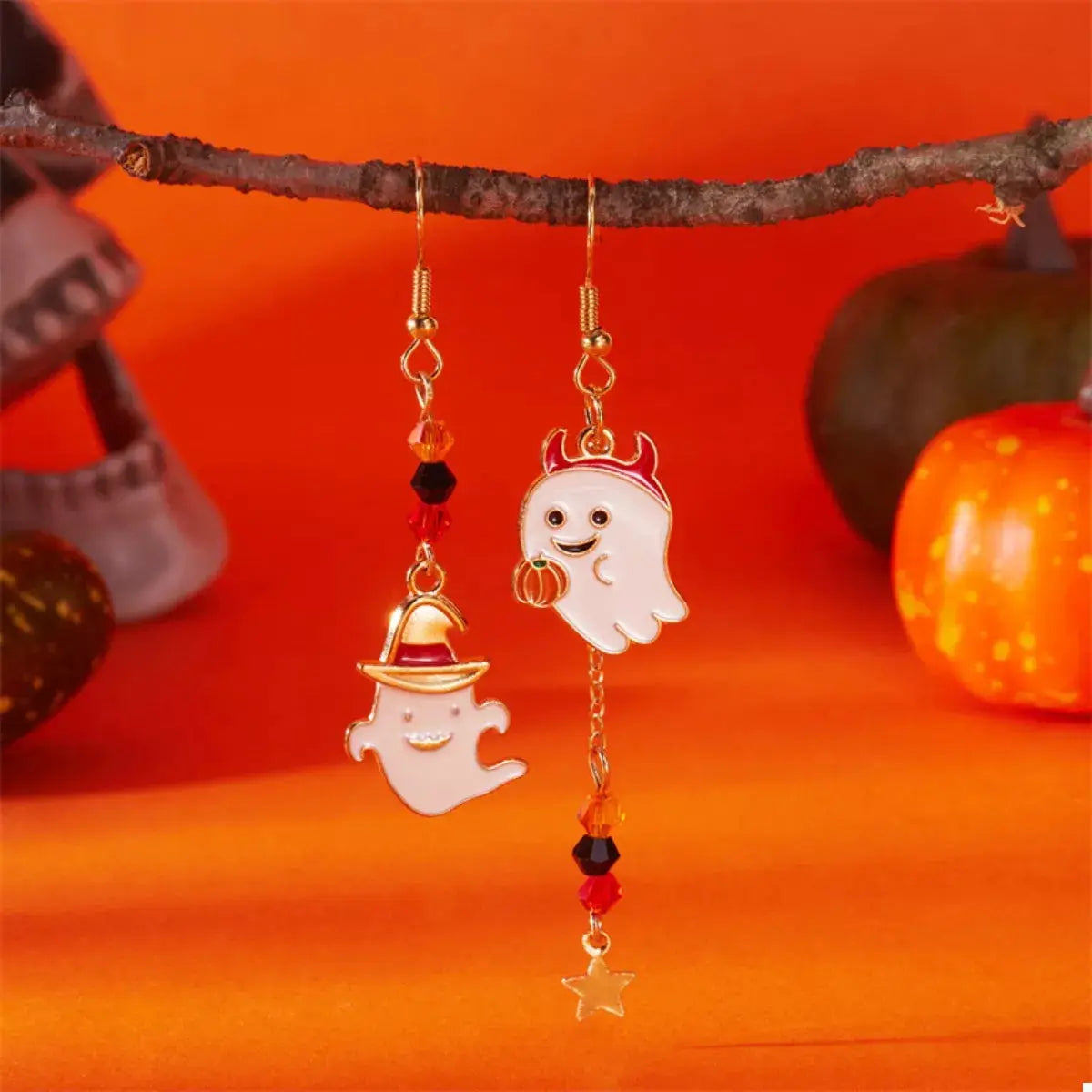 Halloween Ghost Pumpkin Drop Earrings by Trendsi