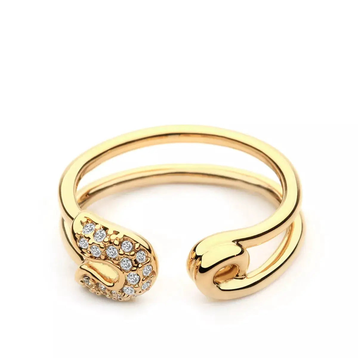 Zircon Double Band Open Ring by Trendsi