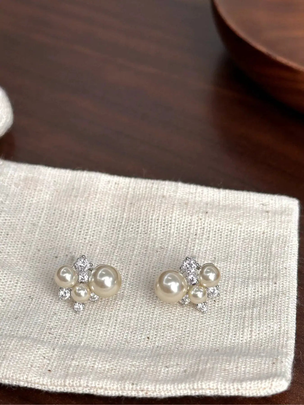 Pearl Cluster Stud Earrings by Trendsi