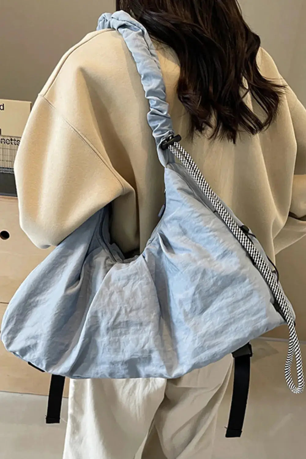 Drawstring Strap Ruched Crossbody Bag by Trendsi
