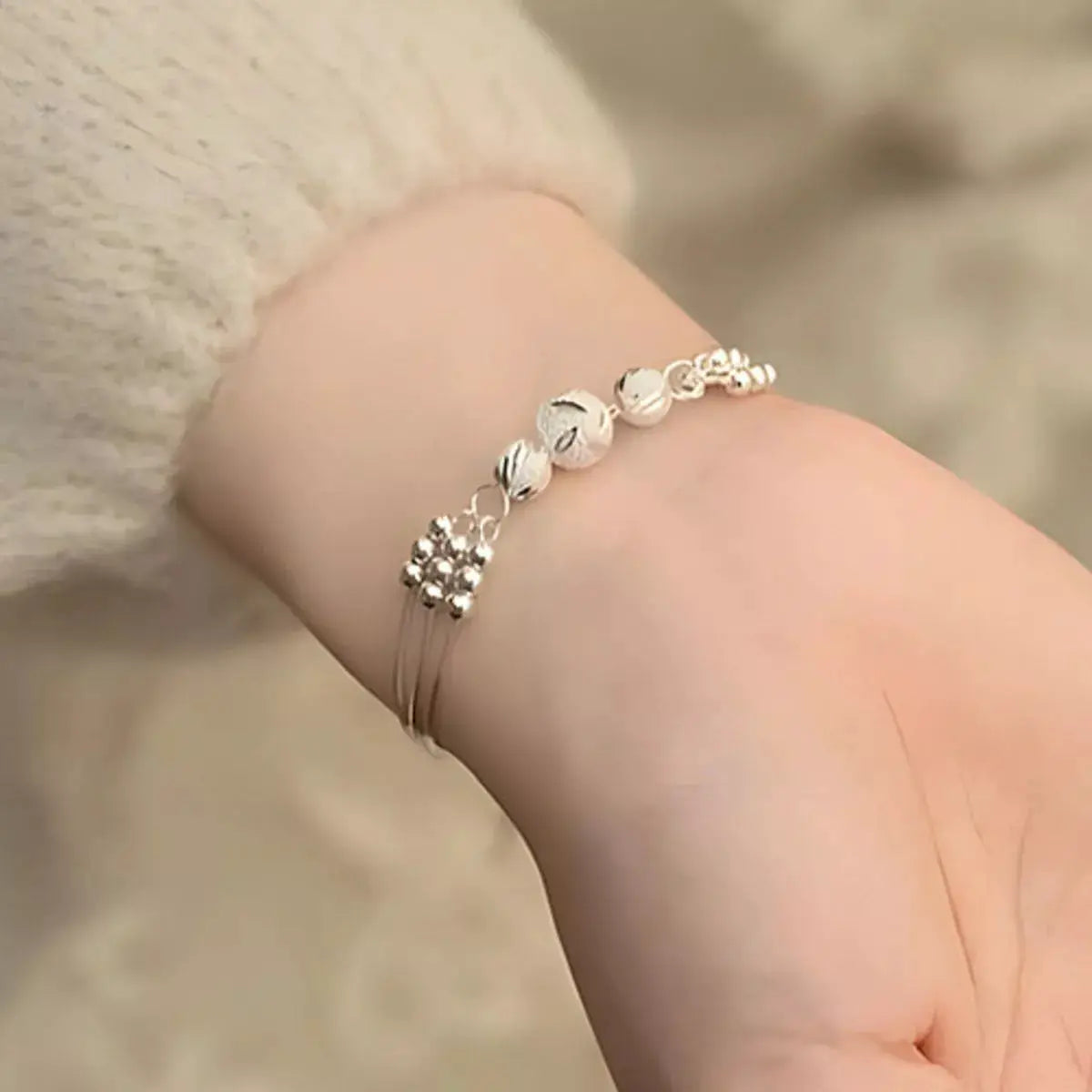925 Sterling Silver Bead Chain Bracelet by Trendsi