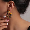 Twisted Leather Rope C-Hoop Earrings by Trendsi