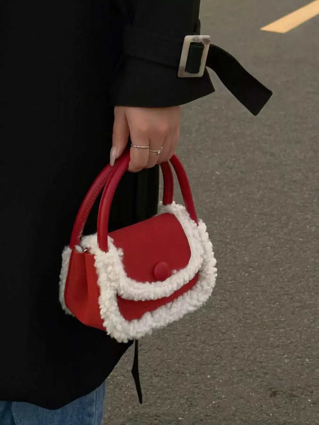 Fluffy Trim Mini Crossbody Bag by Trendsi