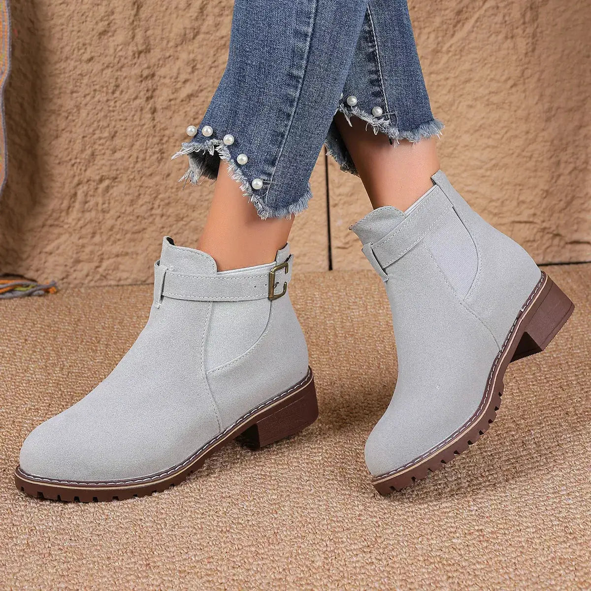 Round Toe Block Heels Boots by Trendsi
