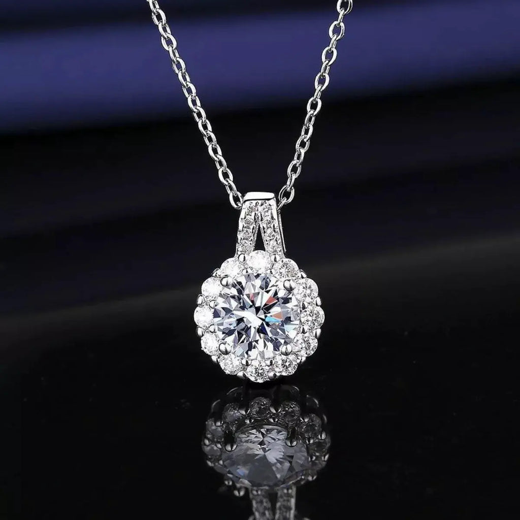 2 Carat Moissanite 925 Sterling Silver Necklace by Trendsi