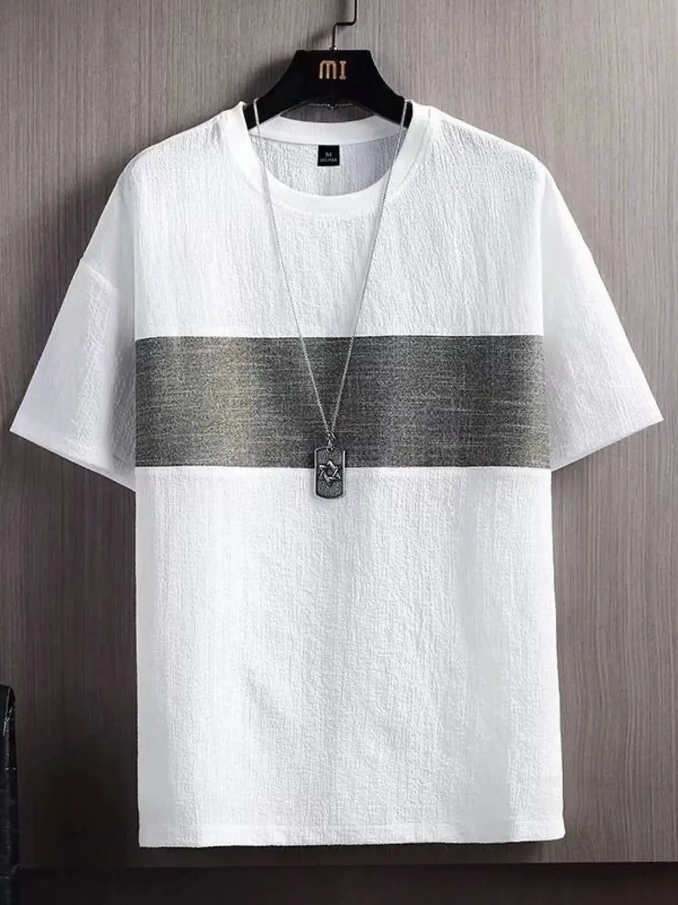 Men's Plus Size Textured Round Neck T-Shirt by Trendsi