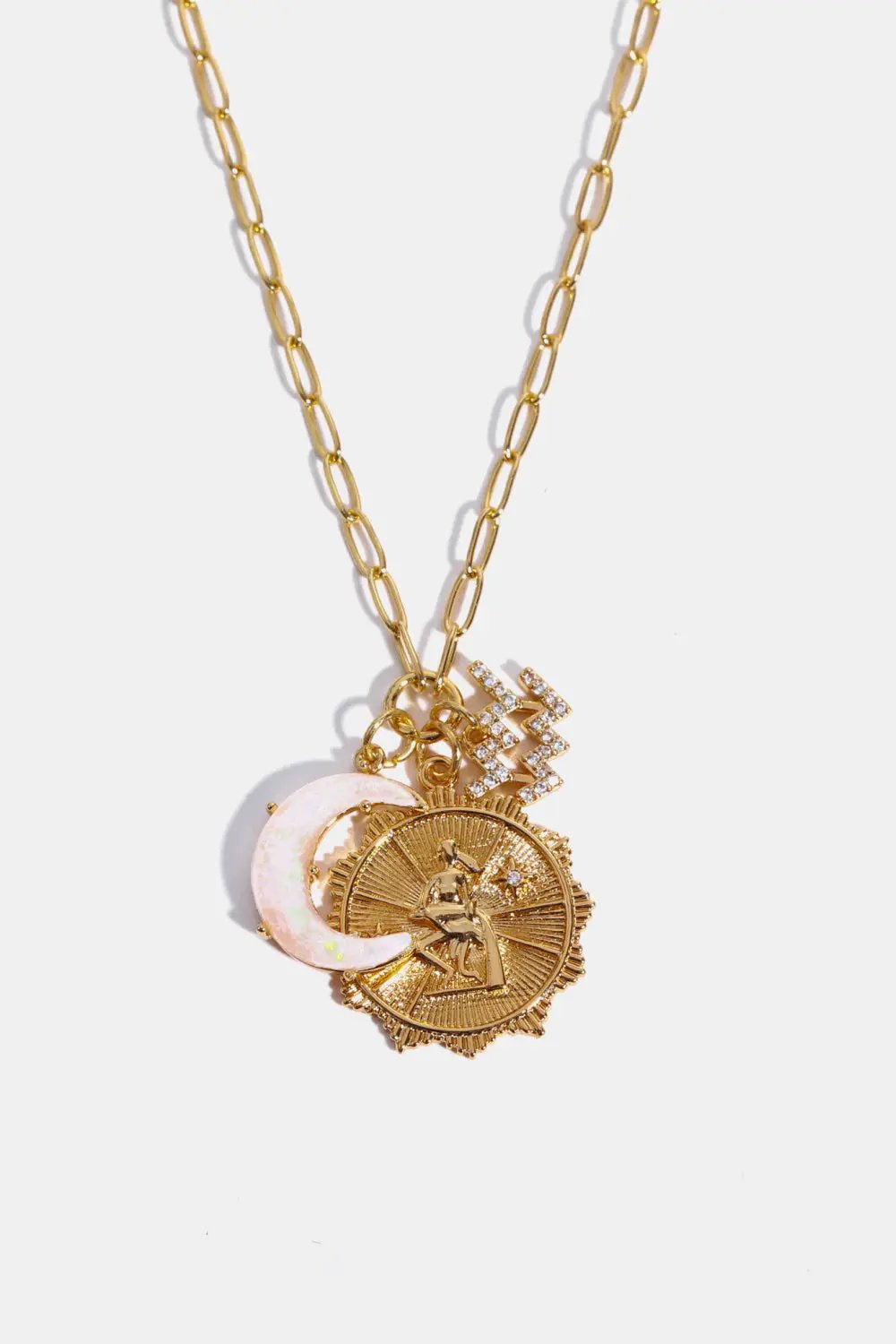 Constellation and Moon Pendant Copper Necklace by Trendsi