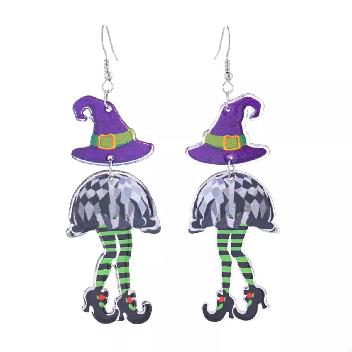 Halloween Witch Hat and Legs Dangle Earrings by Trendsi