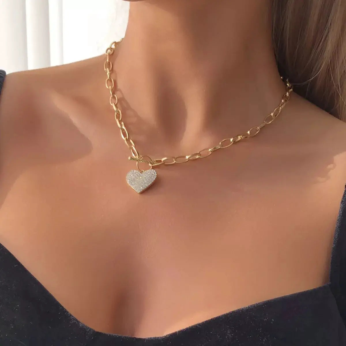 18K Gold-Plated Heart Pendant Necklace by Trendsi