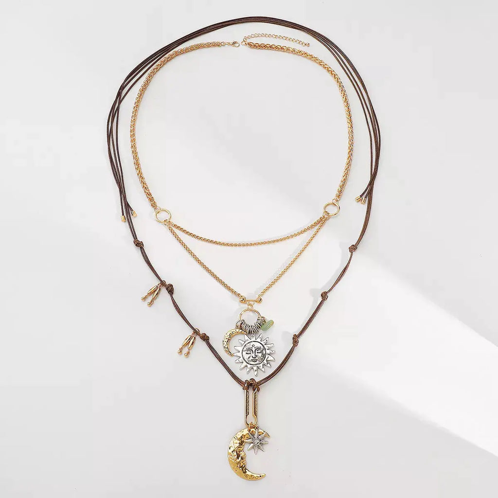 Moon & Sun Pendant Necklace by Trendsi