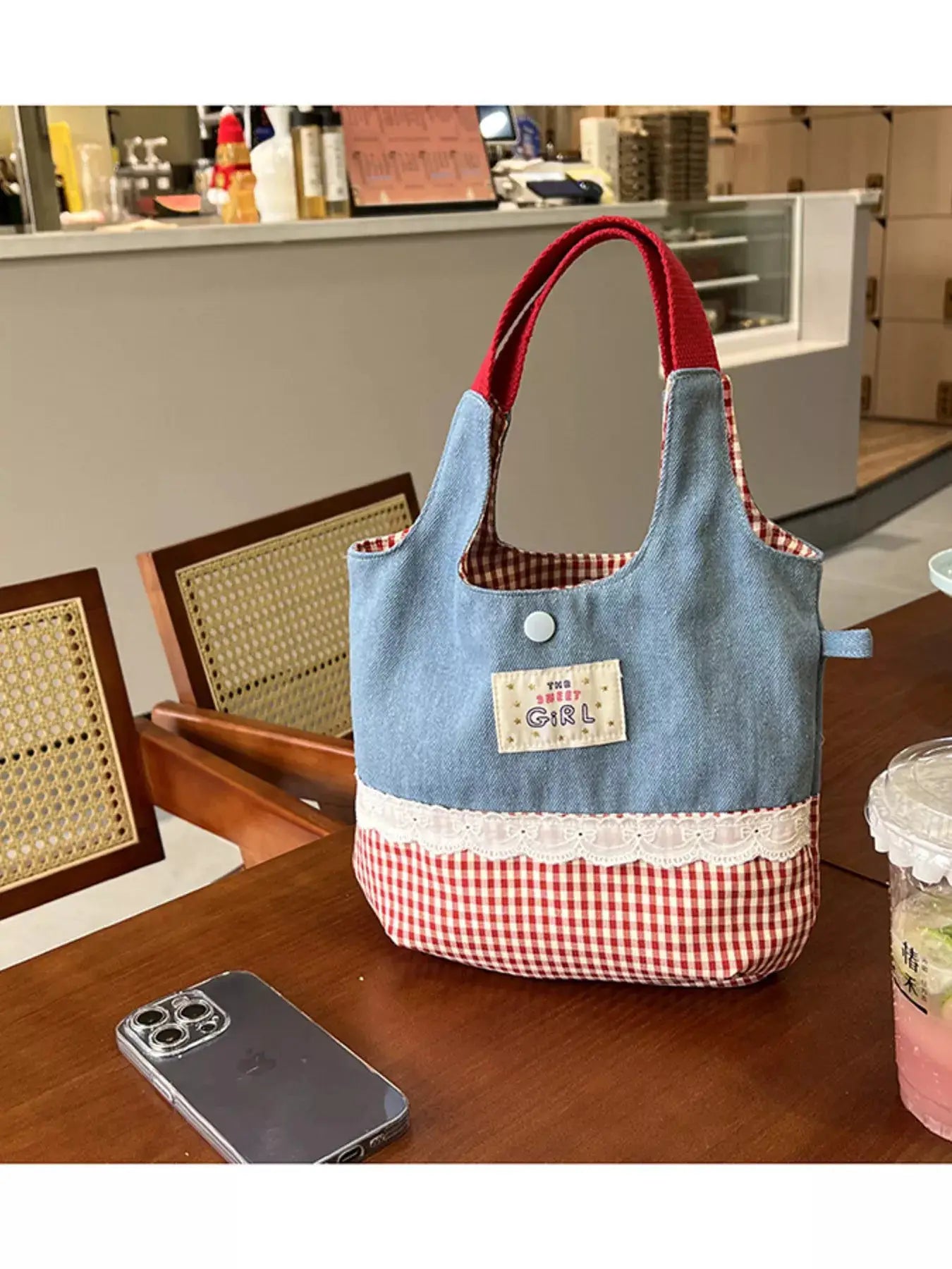 Printed Canvas Handbag by Trendsi