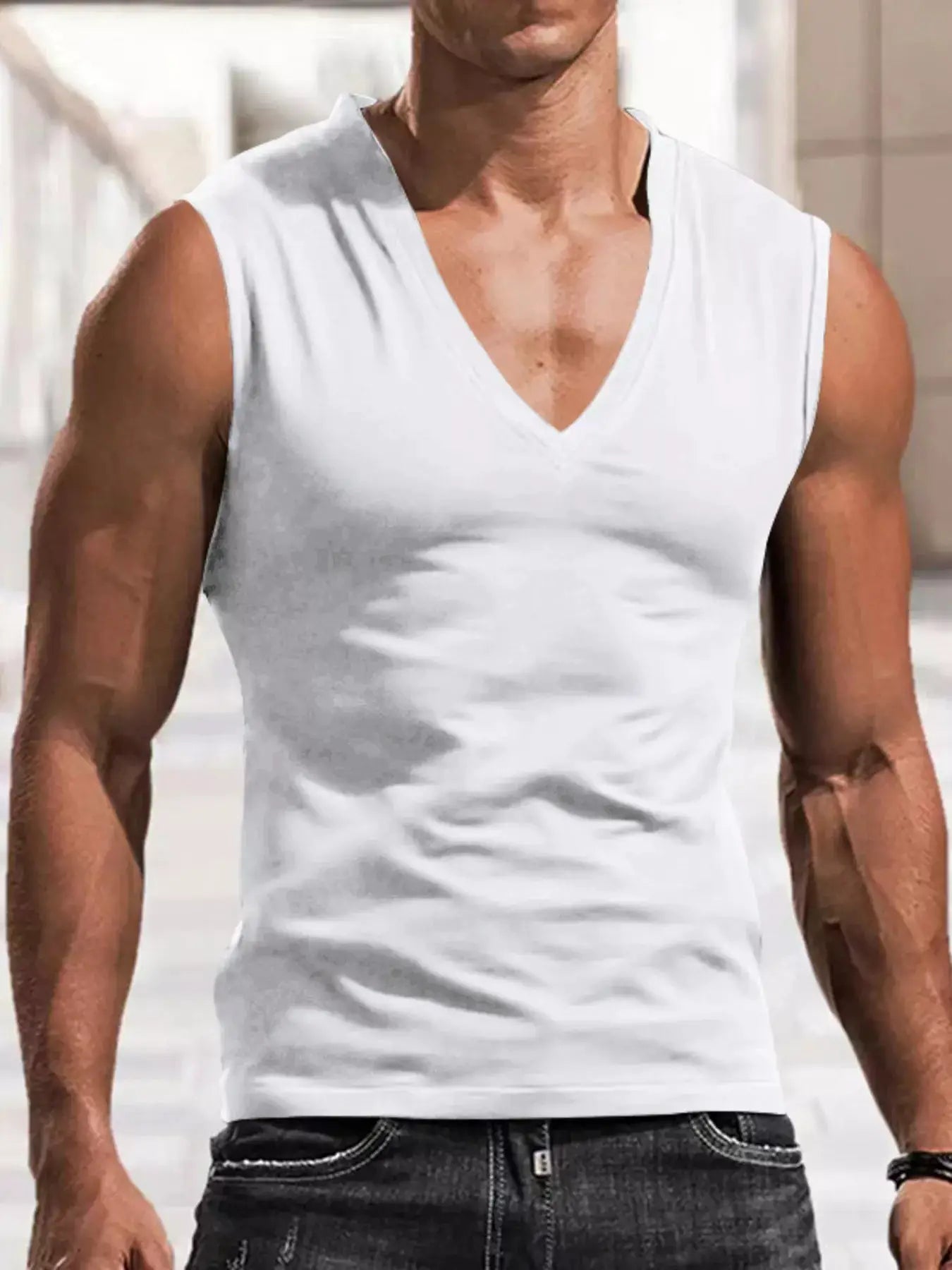 Men's Full Size V-Neck Tank Top Plus Size by Trendsi