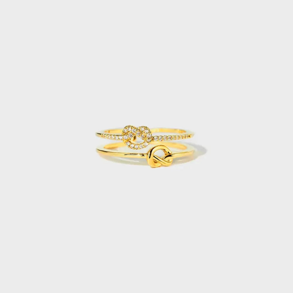 925 Sterling Silver Double-Layered Knot Ring by Trendsi