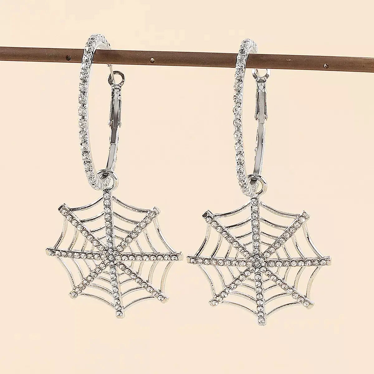 Spider Web Dangle Hoop Earrings by Trendsi