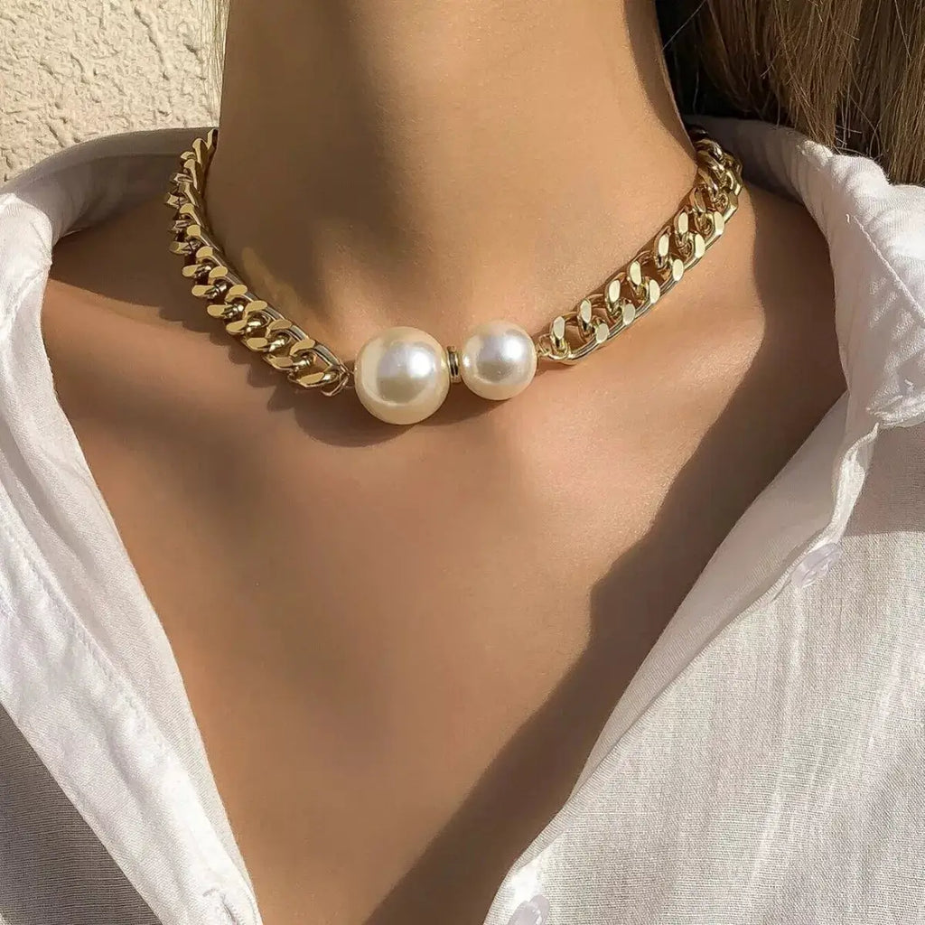 18K Gold-Plated Pearl Necklace by Trendsi