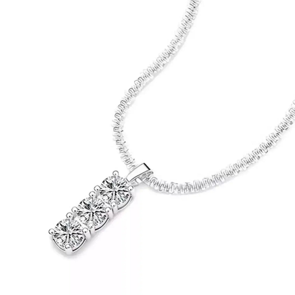 Moissanite 925 Sterling Silver Bar Necklace by Trendsi