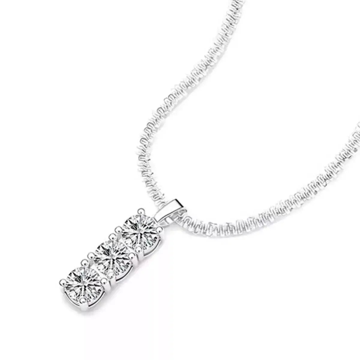 Moissanite 925 Sterling Silver Bar Necklace by Trendsi