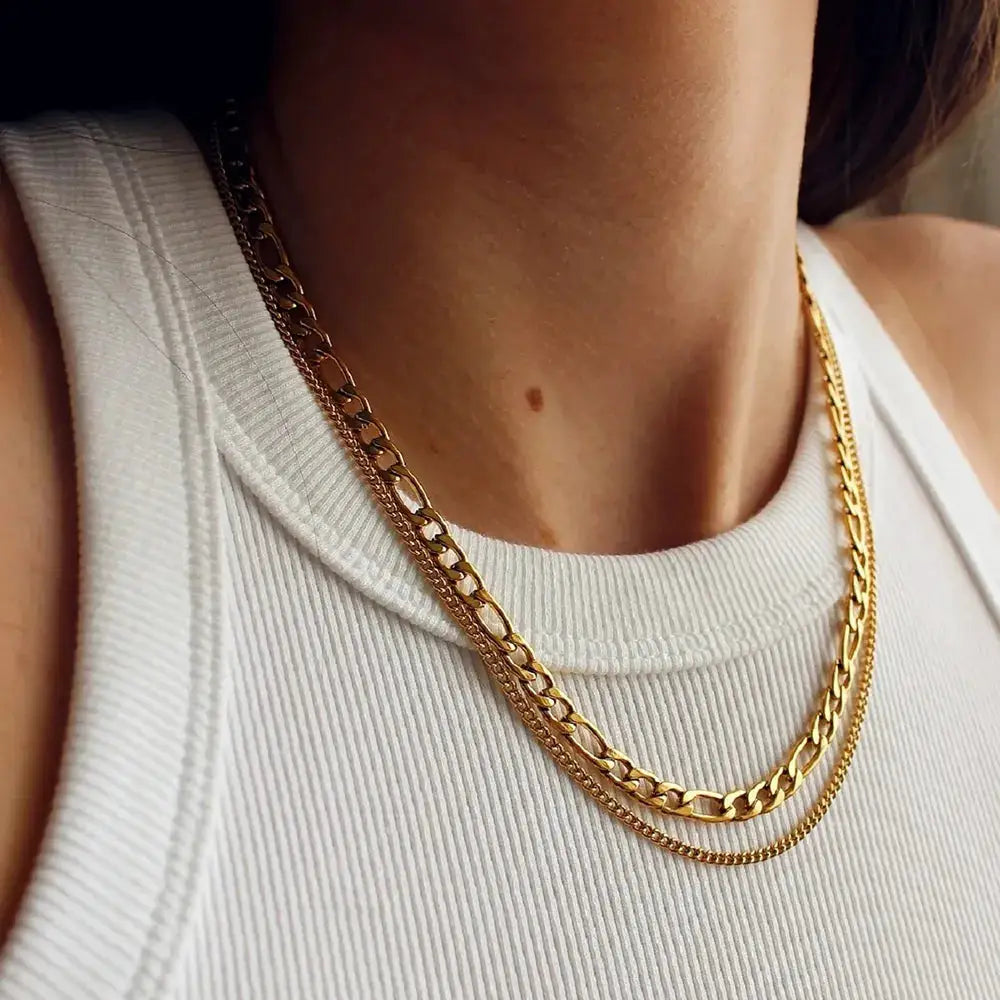 Stainless Steel Double-Layered Necklace by Trendsi