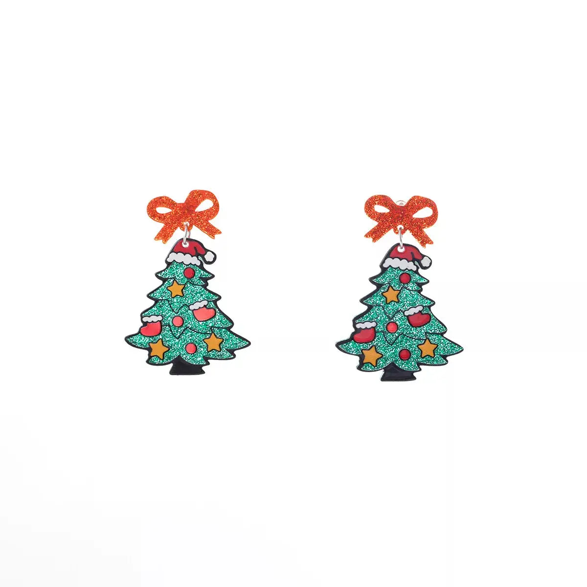Christmas Tree Bow Dangle Earrings by Trendsi