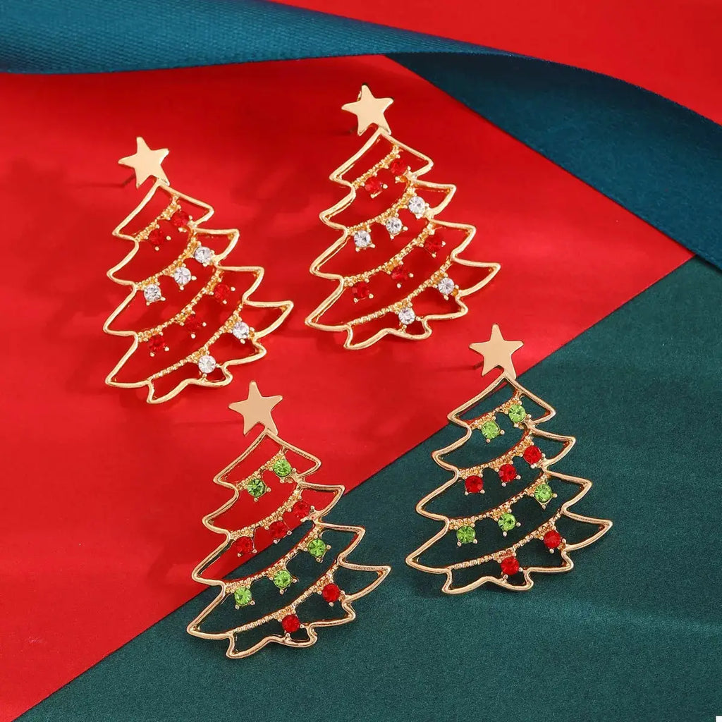 18K Gold-Plated Christmas Tree Earrings by Trendsi
