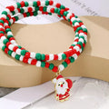 Christmas Beaded Necklace with Santa Charm by Trendsi
