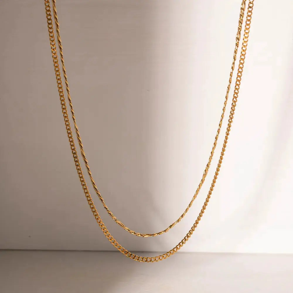 Stainless Steel Double-Layered Necklace by Trendsi