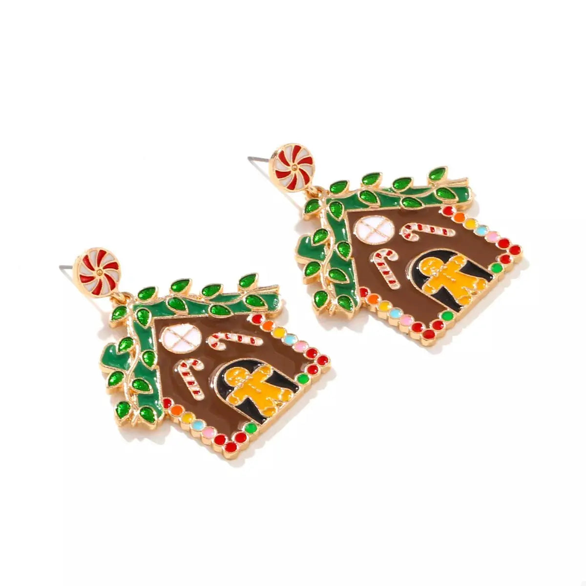 Christmas Gingerbread House Dangle Earrings by Trendsi