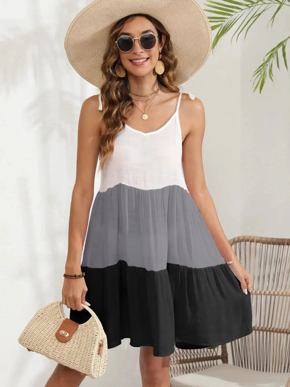 Color Block Spaghetti Strap Cover-Up Dress by Trendsi