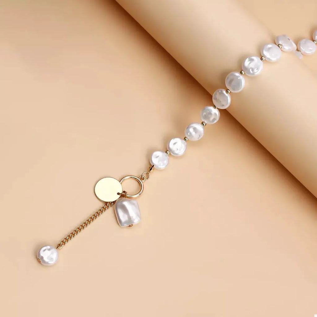 18K Gold-Plated Pearl Drop Necklace by Trendsi