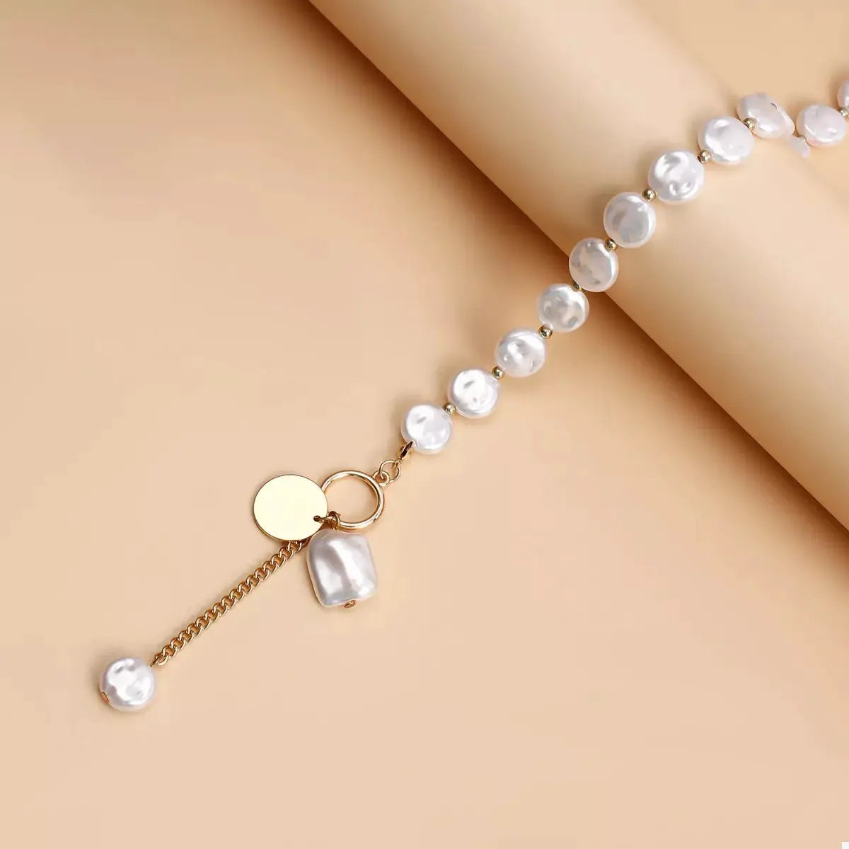 18K Gold-Plated Pearl Drop Necklace by Trendsi