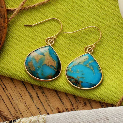 18K Gold-Plated Natural Stone Earrings by Trendsi