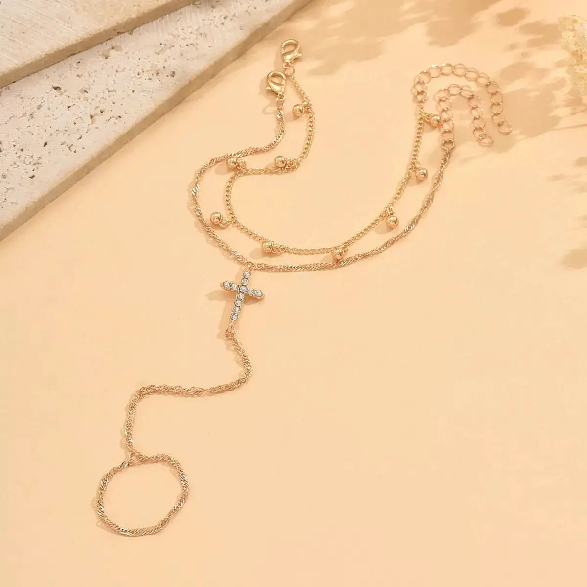 18K Gold-Plated Chain Cross Bracelet by Trendsi