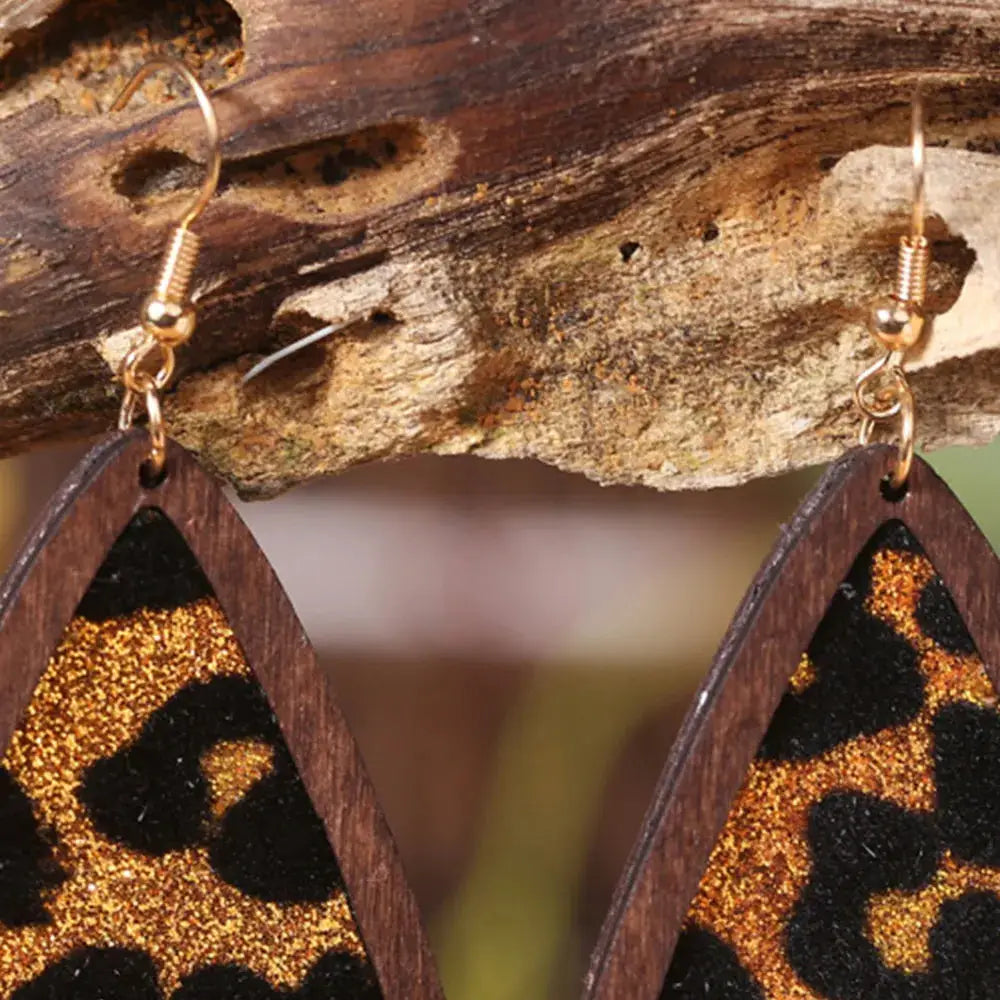 Sequin Wood Teardrop Earrings by Trendsi