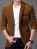 Men's Plus Size Slim Fit Velvet Blazer by Trendsi