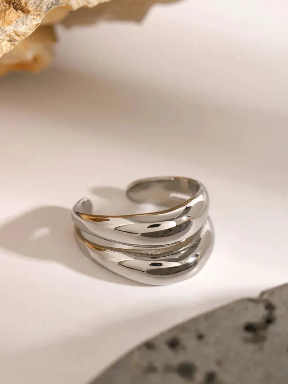 Stainless Steel Double-Layered Ring by Trendsi