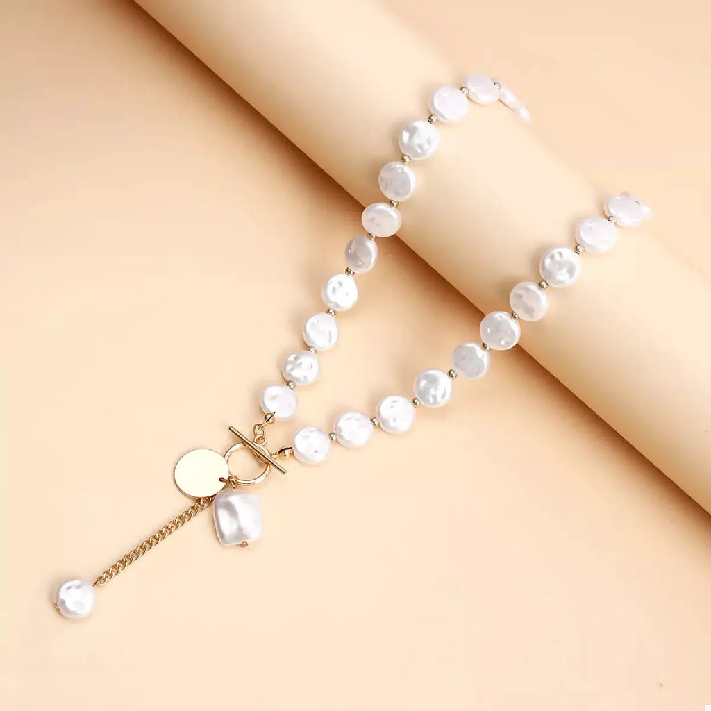 18K Gold-Plated Pearl Drop Necklace by Trendsi