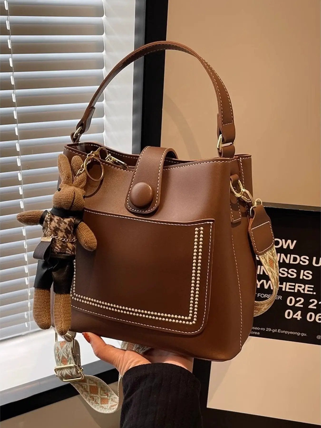 Bucket Crossbody Bag with Wide Strap by Trendsi