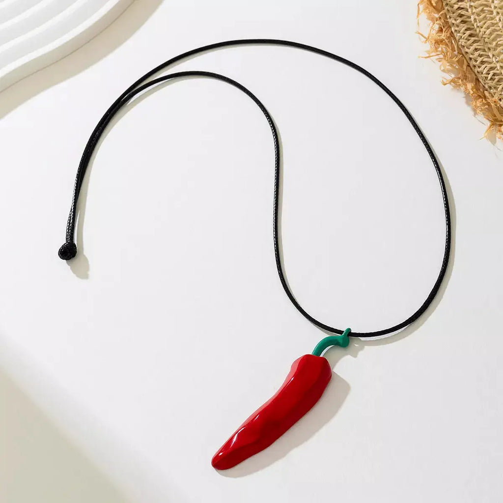 Chili Pepper Pendant Necklace by Trendsi