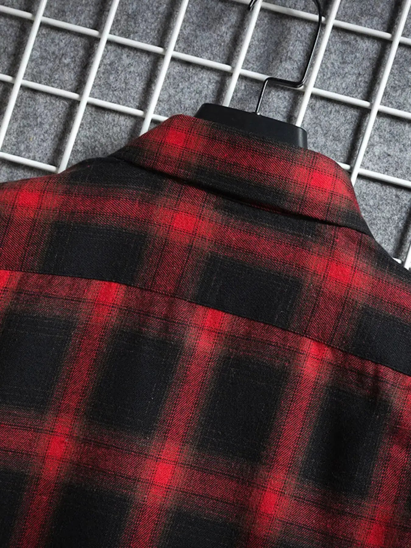 Men's Plus Size Plaid Button Up Short-Sleeve Shirt by Trendsi