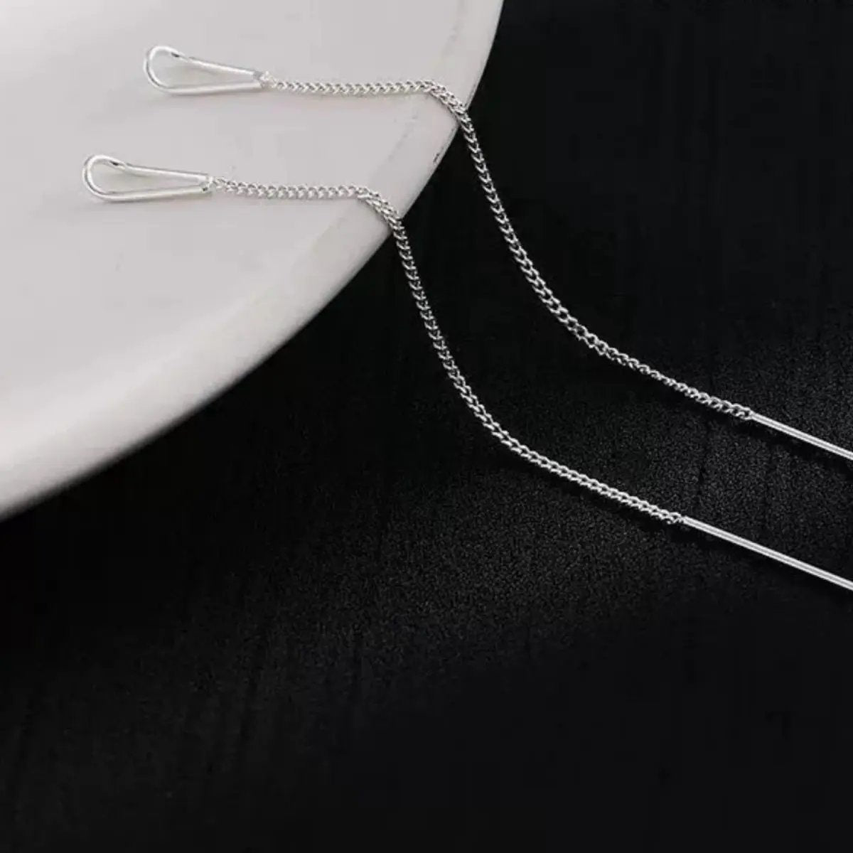 925 Sterling Silver Chain Earrings by Trendsi