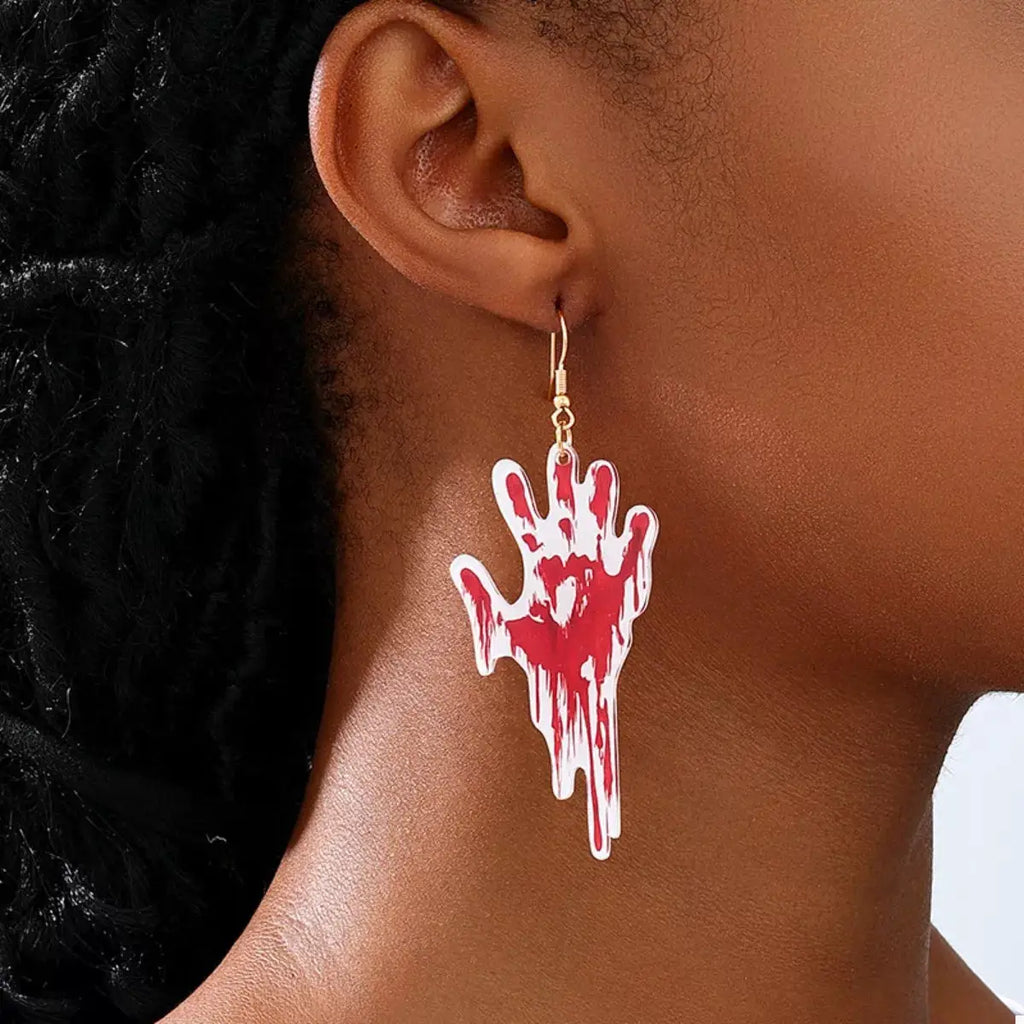 Halloween Bloody Hand Dangle Earrings by Trendsi