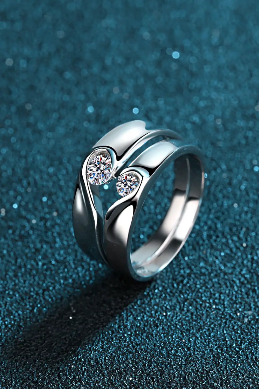 Moissanite Rhodium-Plated Ring by Trendsi