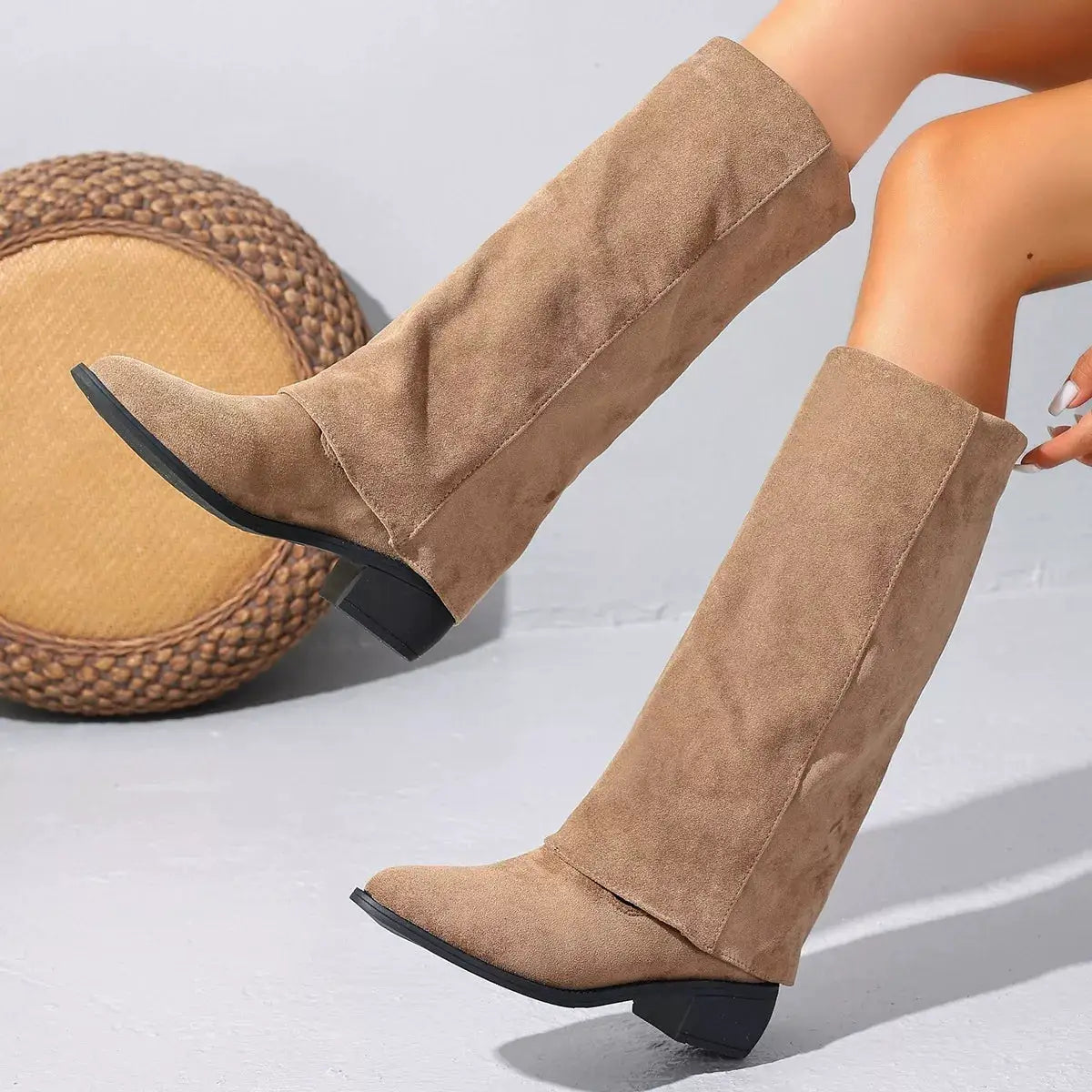 Point Toe Block Heels Boots by Trendsi