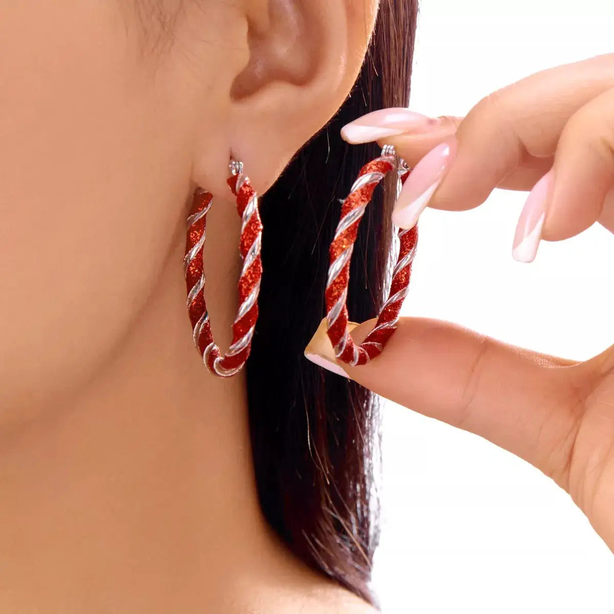 Christmas Twisted Hoop Earrings by Trendsi